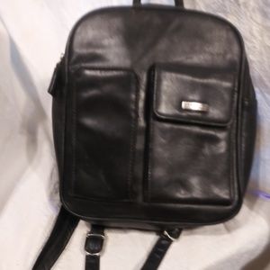 Black leather backpack purse